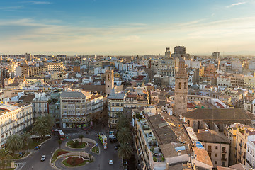 Image showing Panoramic View Over Historic Center of Valencia, Spain.