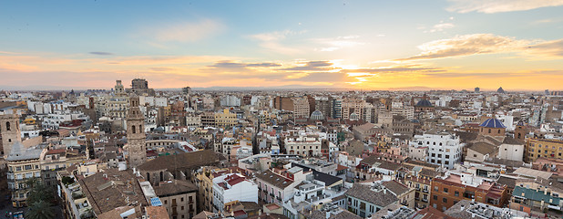 Image showing Sunset Over Historic Center of Valencia, Spain.