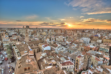 Image showing Sunset Over Historic Center of Valencia, Spain.