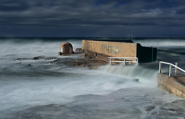 Image showing Newcastle Ocean Baths underwater in large swell