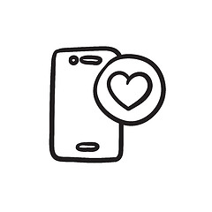 Image showing Smartphone with heart sign sketch icon.