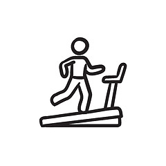 Image showing Man running on treadmill sketch icon.