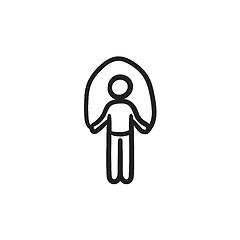 Image showing Man exercising with skipping rope sketch icon.