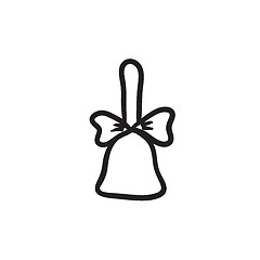 Image showing School bell with ribbon sketch icon.