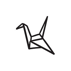 Image showing Origami bird sketch icon.