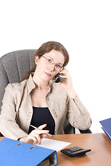 Image showing The secretary speaks on phone