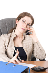 Image showing The secretary speaks on phone II