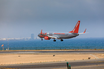 Image showing ARECIFE, SPAIN - APRIL, 16 2017: Boeing 737-800 of Jet2 with the