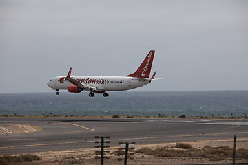 Image showing ARECIFE, SPAIN - APRIL, 15 2017: Boeing 737 - 800 of Corendon.co