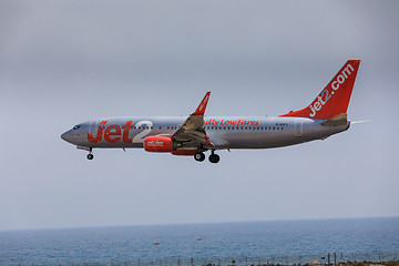 Image showing ARECIFE, SPAIN - APRIL, 16 2017: Boeing 737-800 of Jet2 with the