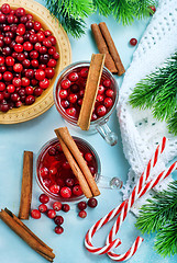 Image showing cranberry drink and berries