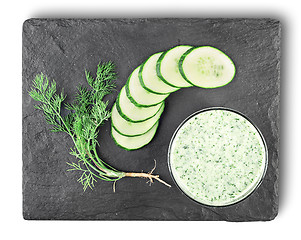 Image showing Cucumber smoothie top view