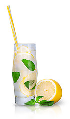 Image showing Lemonade with mint and ice