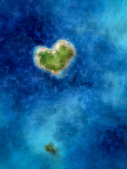 Image showing a heart shaped island in the deep blue sea