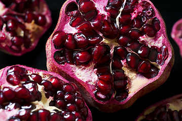 Image showing Detail of an open pomegranate 