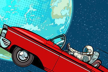 Image showing Astronaut in a car over the planet Earth