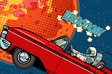 Image showing Astronaut in a car over the planet Mars