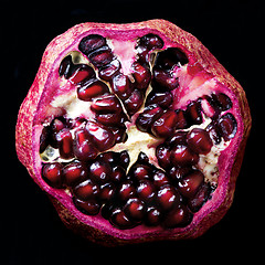 Image showing Detail of an open pomegranate 