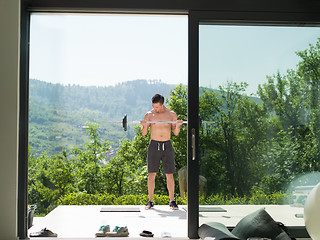 Image showing man doing morning exercises