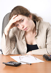 Image showing The business woman is tired