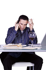 Image showing Businessman at His Desk Working