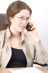 Image showing The secretary speaks on phone V