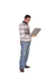 Image showing Businessman Posing with his Laptop