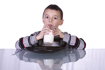 Image showing Cute Boy Drinking Milk