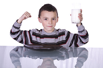 Image showing Little Boy Showing His Muscles