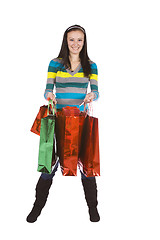 Image showing Isolated shot of a Beautiful Girl with Shopping Bags