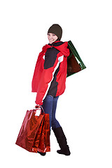 Image showing Isolated shot of a Beautiful Girl with Shopping Bags