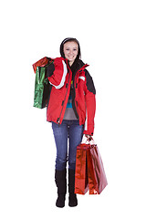 Image showing Isolated shot of a Beautiful Girl with Shopping Bags