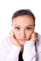 Image showing Beautiful Bored Teenager Looking at the Camera