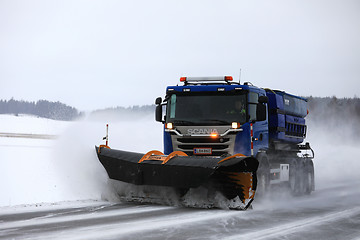 Image showing Snowplow Clears Highway 