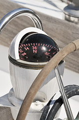 Image showing Compass on a boat