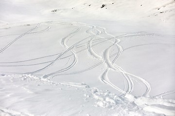 Image showing Ski Slope with Fresh Curves