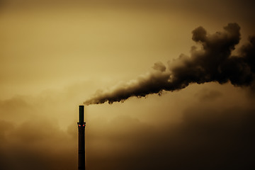 Image showing an industrial air pollution smoke chimney