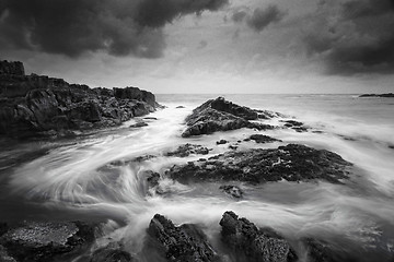 Image showing Seascape with moody weather and swirling ocean flows