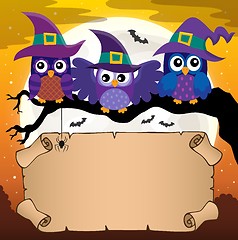 Image showing Small parchment with Halloween owls