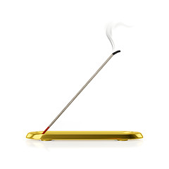 Image showing a incense stick with golden tray