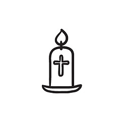 Image showing Easter candle sketch icon.