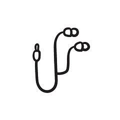 Image showing Earphone sketch icon.