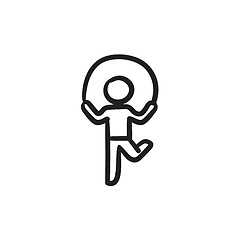 Image showing Child jumping rope sketch icon.