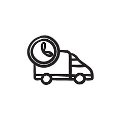 Image showing Delivery truck sketch icon.