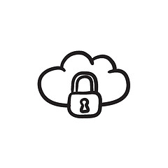 Image showing Cloud computing security sketch icon.