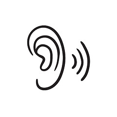 Image showing Human ear sketch icon.