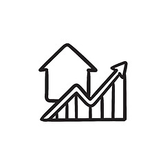 Image showing Graph of real estate prices growth sketch icon.