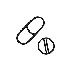 Image showing Pills sketch icon.