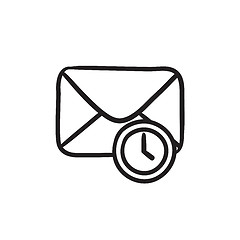 Image showing Envelope mail with clock sketch icon.