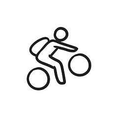 Image showing Man riding bike sketch icon.